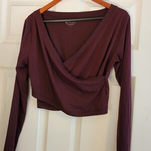 Athleta Women's Burgundy Knit Wrap Top Size Small